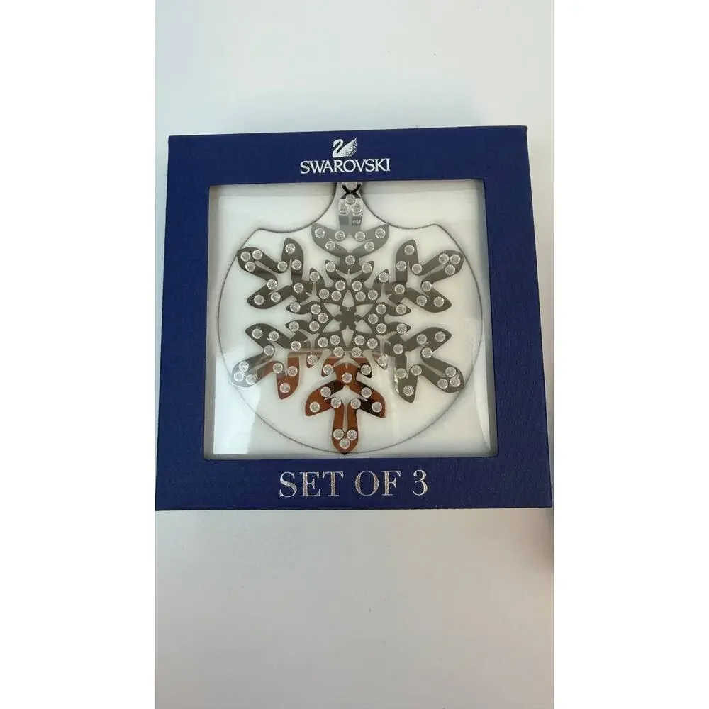 Swarovski Crystal Pixel Snowflake Ornament Set Lot 2 Boxes 6 Total 1135179